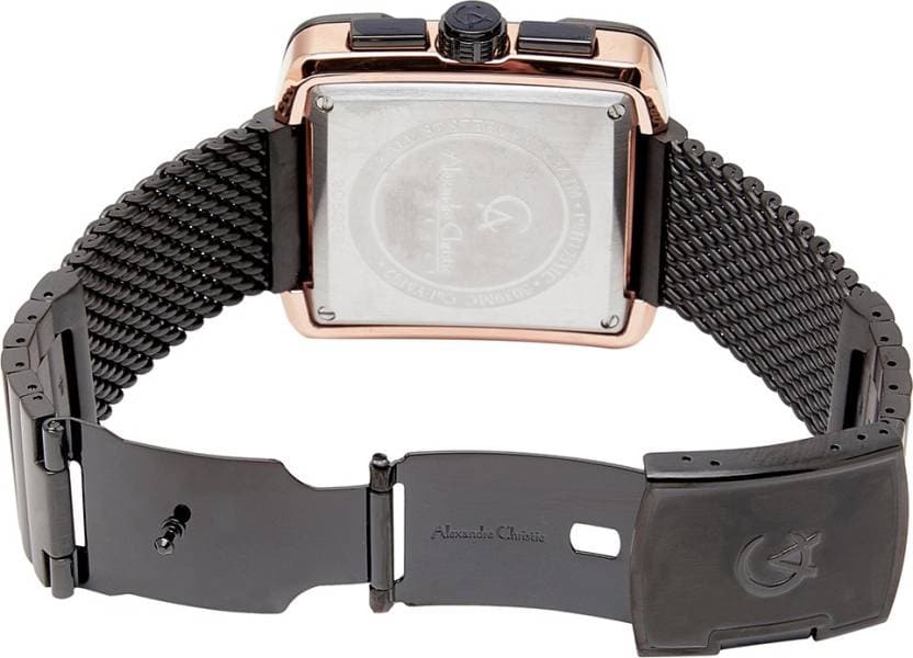 Alexandre Christie Mens 44 mm Chronograph Black Dial Metal Analogue Watch - 3039MCBBRBA