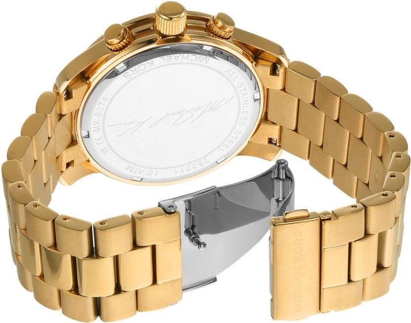 Michael Kors Runway 45 mm Gold Dial Stainless Steel Chronograph Watch for Men - MK9074I