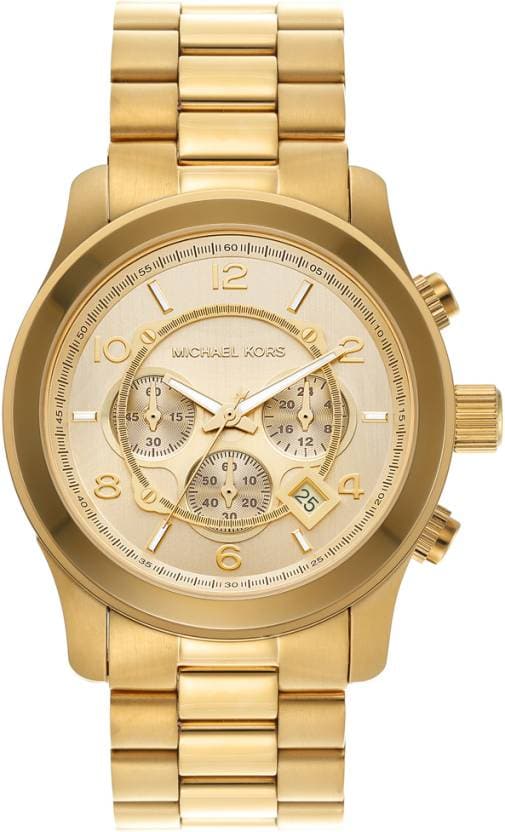 Michael Kors Runway 45 mm Gold Dial Stainless Steel Chronograph Watch for Men - MK9074I
