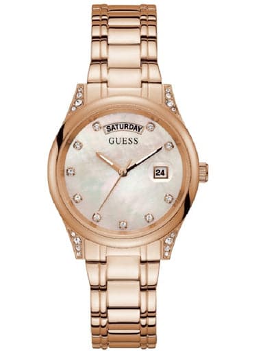 Womens Aura White Dial Steel Analogue Watch