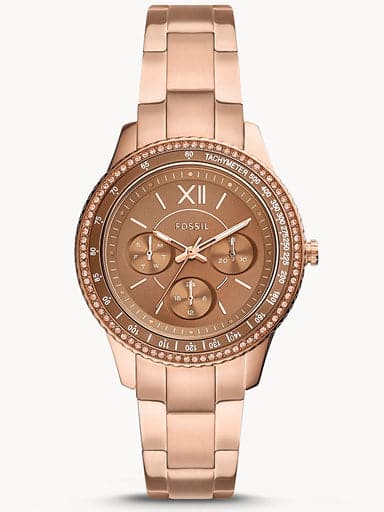 Fossil Stella Sport Multifunction Rose Gold-Tone Stainless Steel Watch Es5109