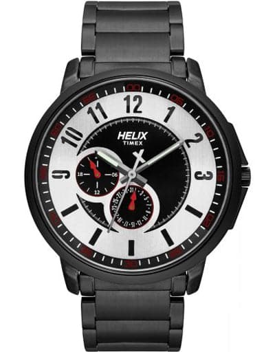 Helix Sporty Double Layered Dial Full Black Multi Function Stainless Steel Bracelet Watch Tw027Hg32