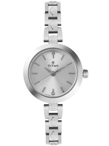 Titan Silver Dial Silver Stainless Steel Strap Watch For Women Nn2598Sm01