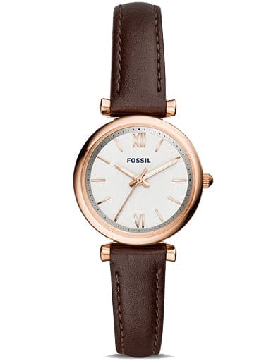 Fossil Carlie Mini Three-Hand Brown Leather Watch Es4472I