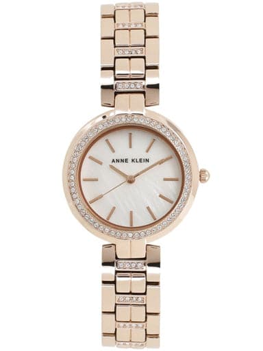 Anne Klein Silver Dial Rose Gold Metal Strap Watch Ak2968Mprg