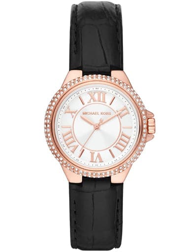 Michael Kors Mini Camille Pavé Rose Gold-Tone And Crocodile Embossed Leather Watch Mk2962I