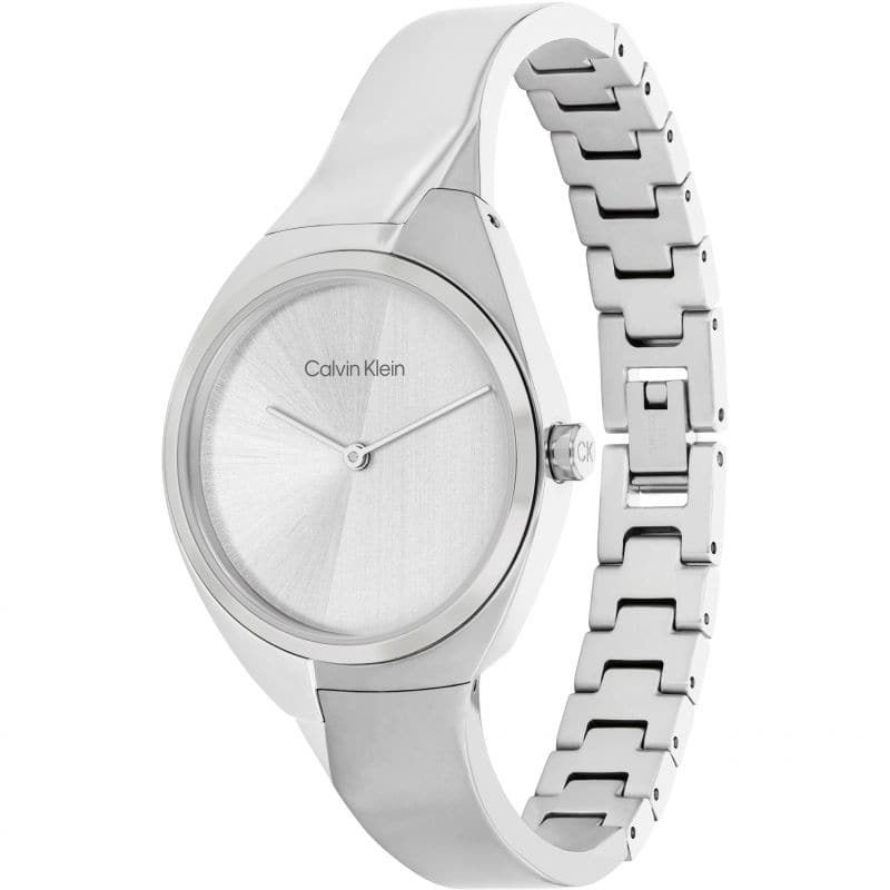 Calvin Klein Women's Quartz Stainless Steel Case and Bangle Bracelet Watch, Color: Silver (Model: 25200234)