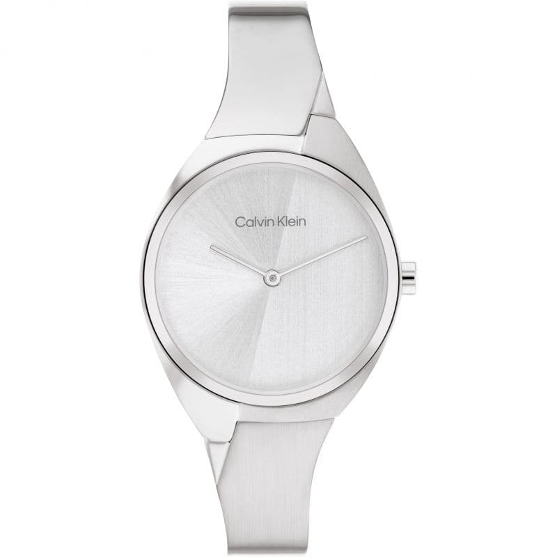 Calvin Klein Women's Quartz Stainless Steel Case and Bangle Bracelet Watch, Color: Silver (Model: 25200234)