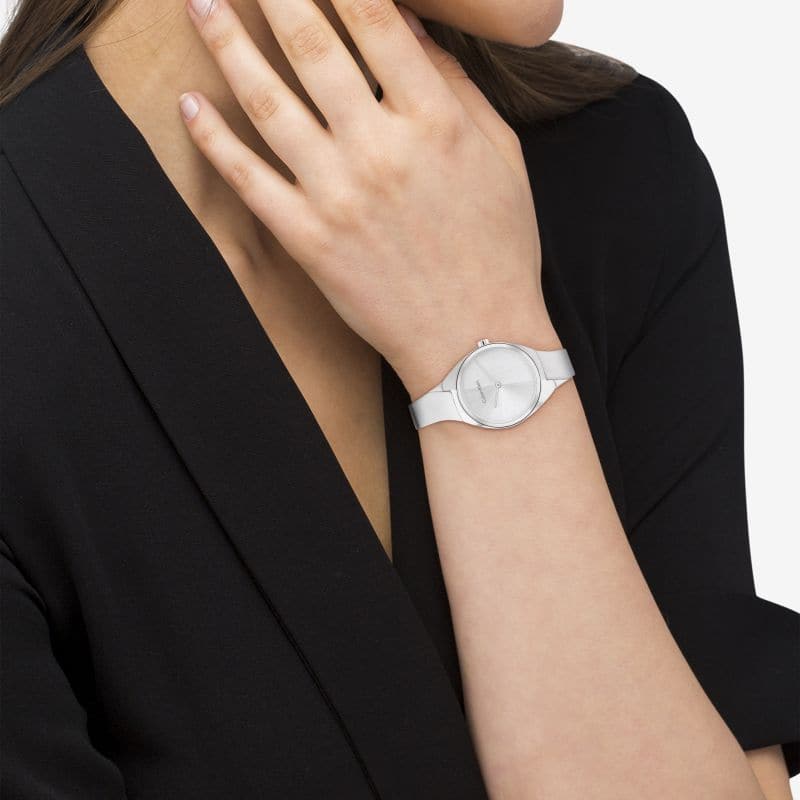Calvin Klein Women's Quartz Stainless Steel Case and Bangle Bracelet Watch, Color: Silver (Model: 25200234)