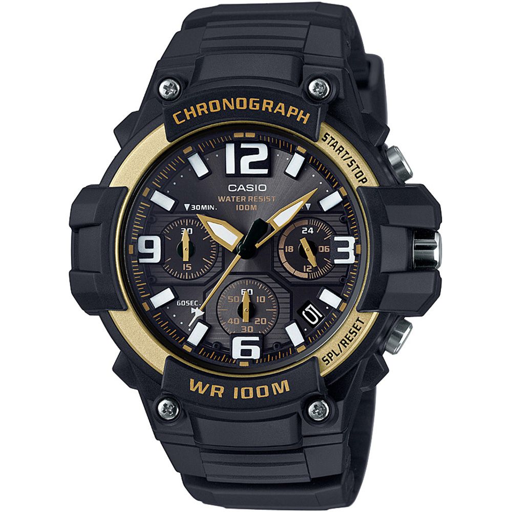 Casio Black Gold Chronograph Quartz Casual Mens Watch MCW100H-9A2