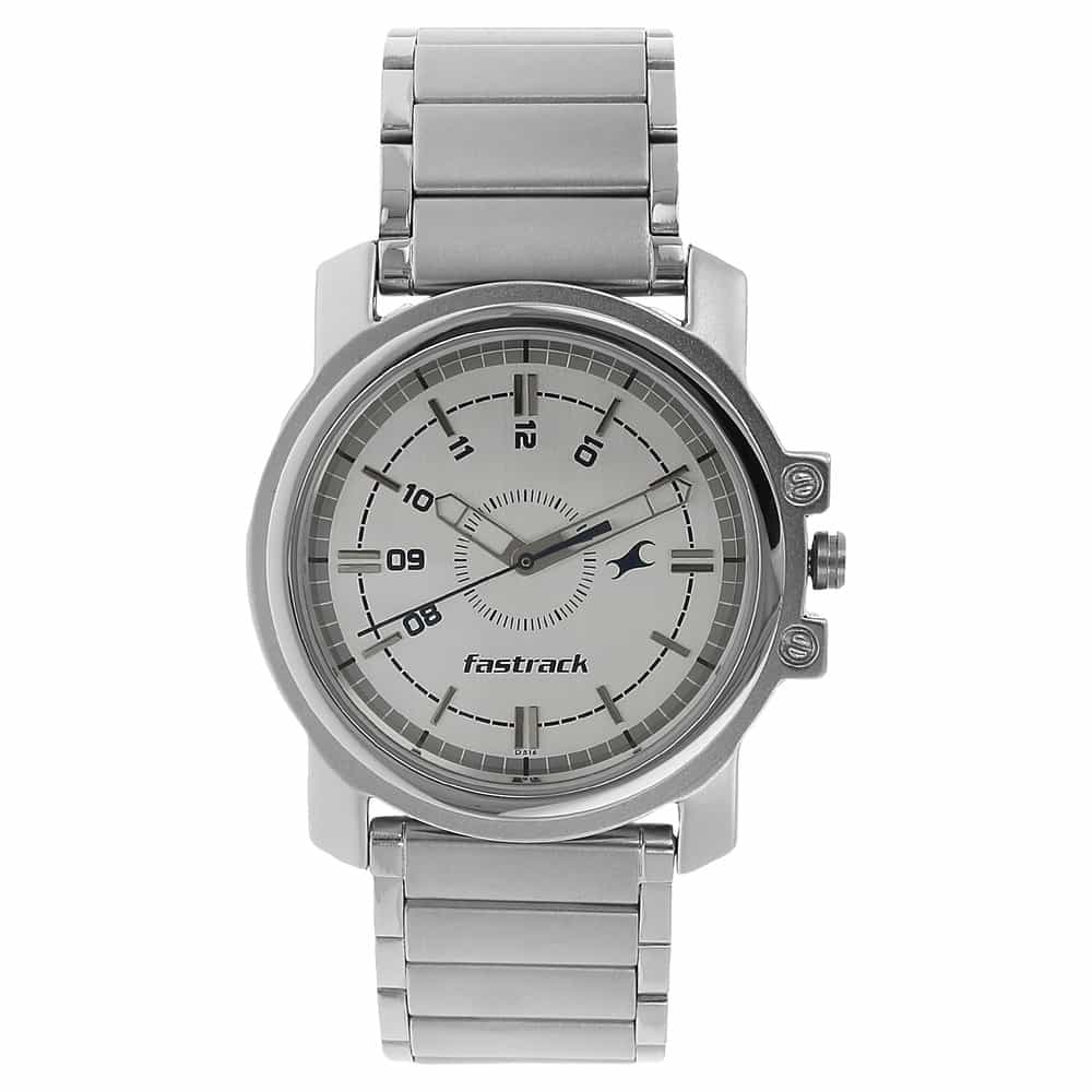 NR3039SM01 WHITE DIAL SILVER STAINLESS STEEL STRAP WATCH