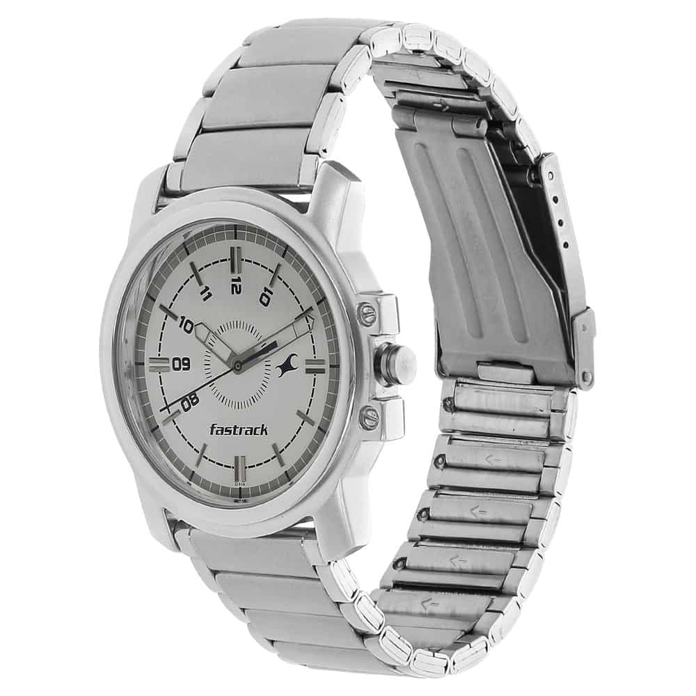 NR3039SM01 WHITE DIAL SILVER STAINLESS STEEL STRAP WATCH