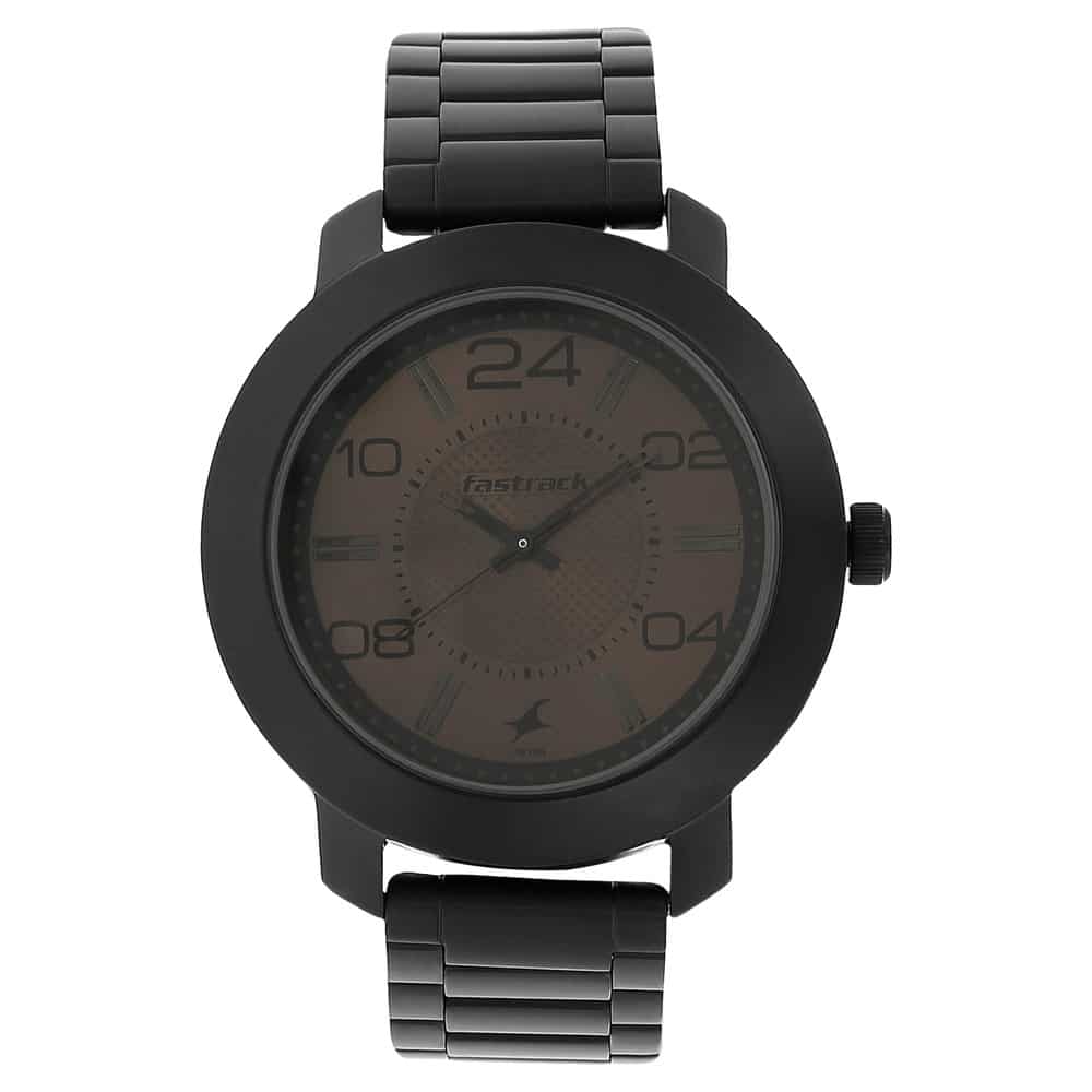 NR3120NM02 BROWN DIAL BLACK STAINLESS STEEL STRAP WATCH