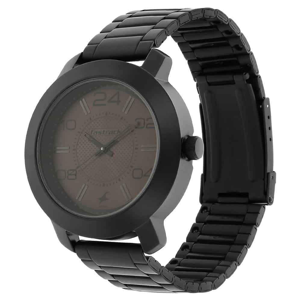 NR3120NM02 BROWN DIAL BLACK STAINLESS STEEL STRAP WATCH