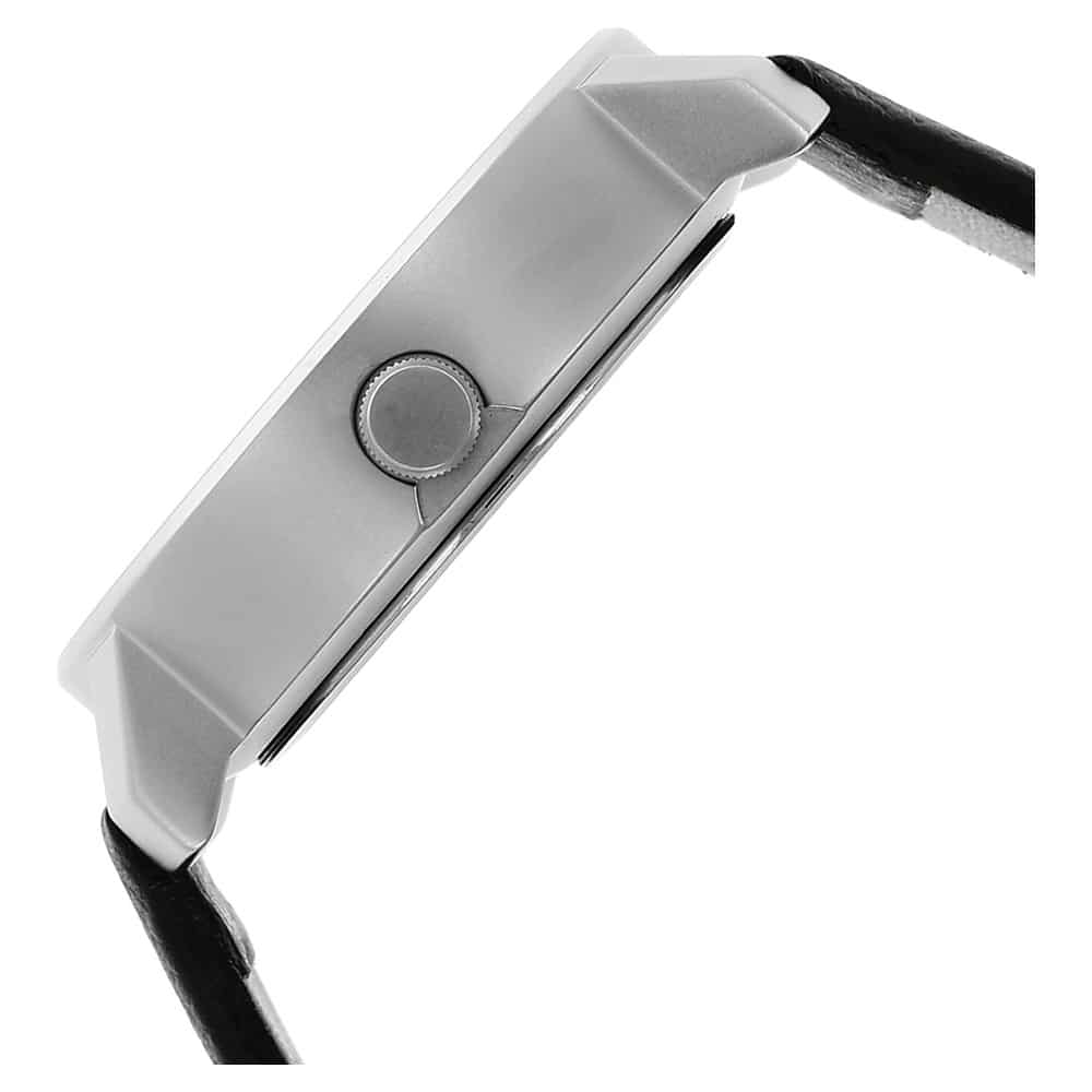 NR3121SL02 GREY DIAL BLACK LEATHER STRAP WATCH