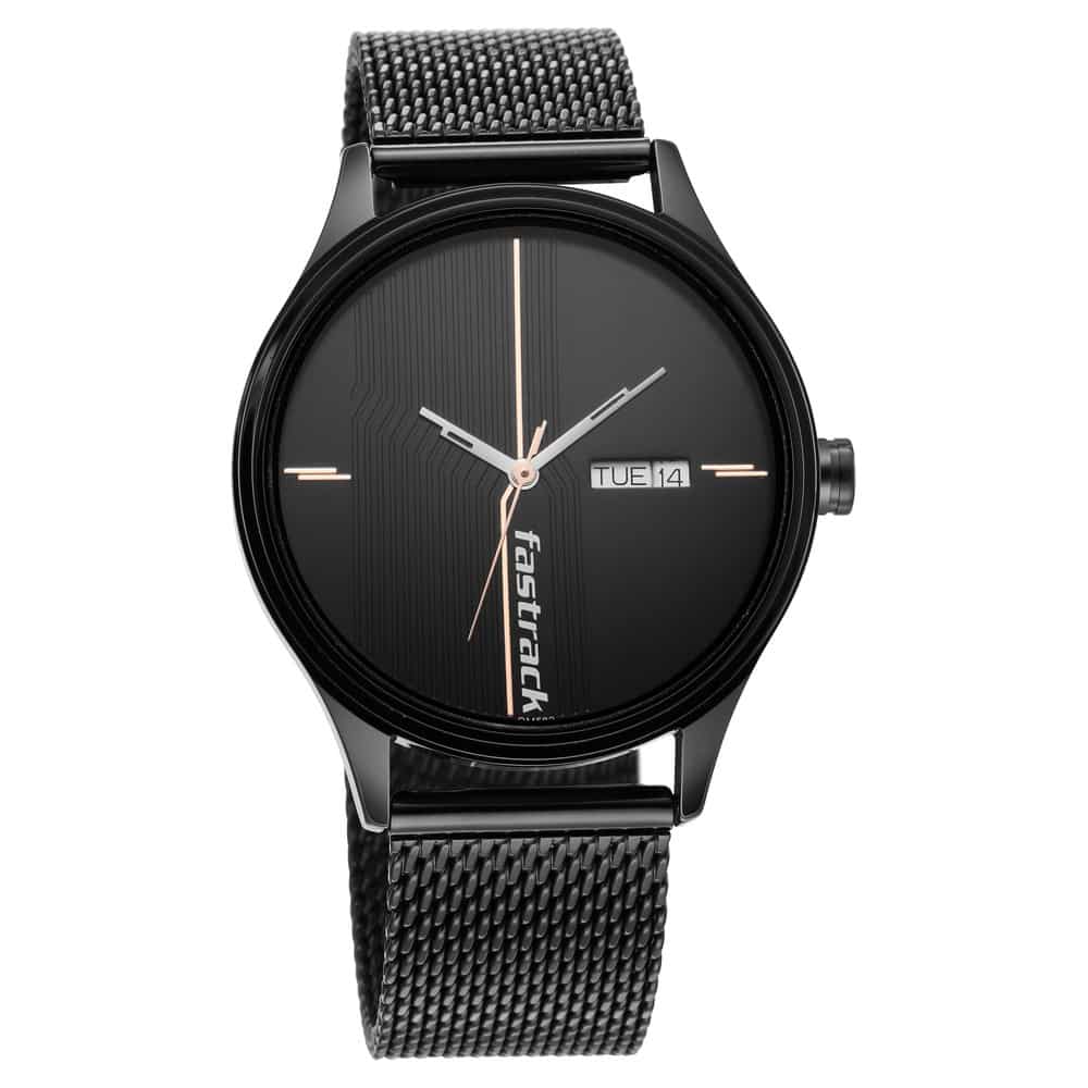 NR3247NM03 STYLE UP BLACK DIAL STAINLESS STEEL STRAP WATCH