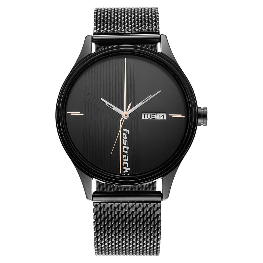 NR3247NM03 STYLE UP BLACK DIAL STAINLESS STEEL STRAP WATCH