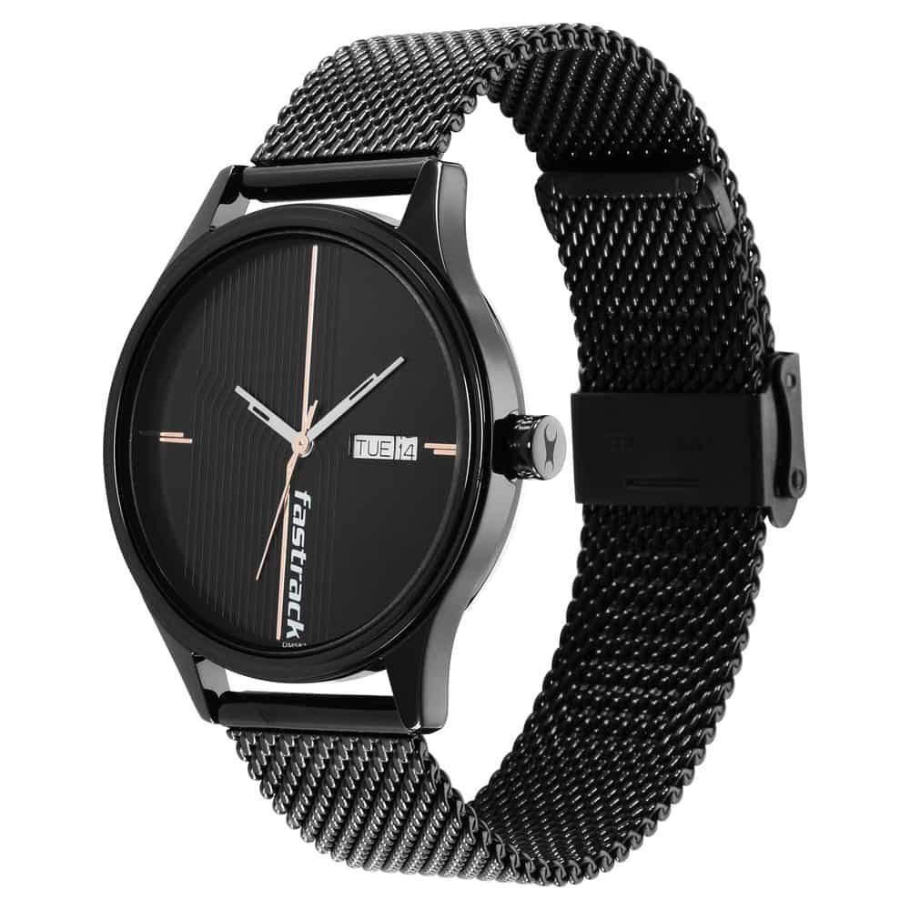 NR3247NM03 STYLE UP BLACK DIAL STAINLESS STEEL STRAP WATCH