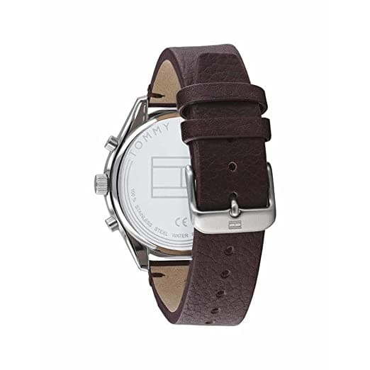 Tommy Hilfiger Mens 44 Mm Grey Dial Leather Analog Watch - Ncth1791729W