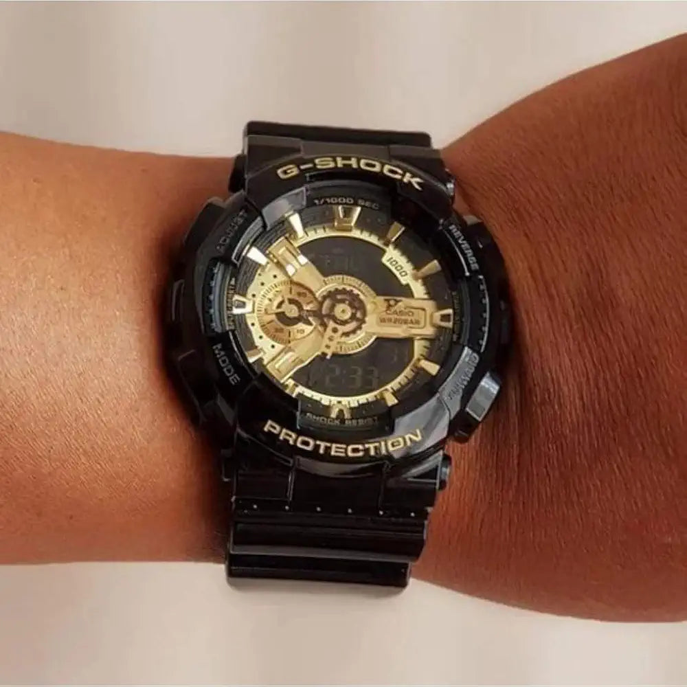Casio G-Shock GA-110GB-1ADR Black & Gold Analog-Digital Dial Black Resin Strap Men's Watch Shock and 200M Water Resistant G339