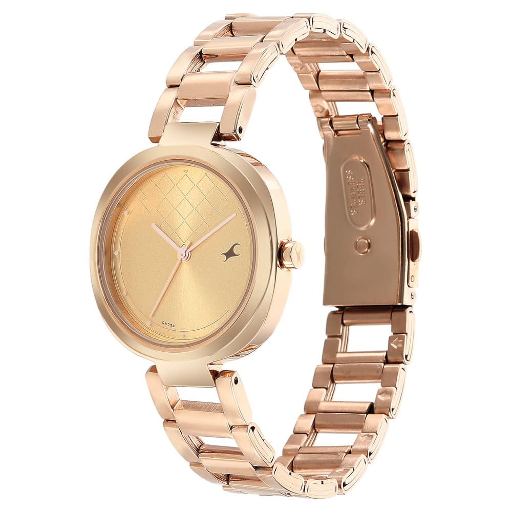 NR6247WM01 STUNNERS GOLDEN DIAL STAINLESS STEEL STRAP WATCH