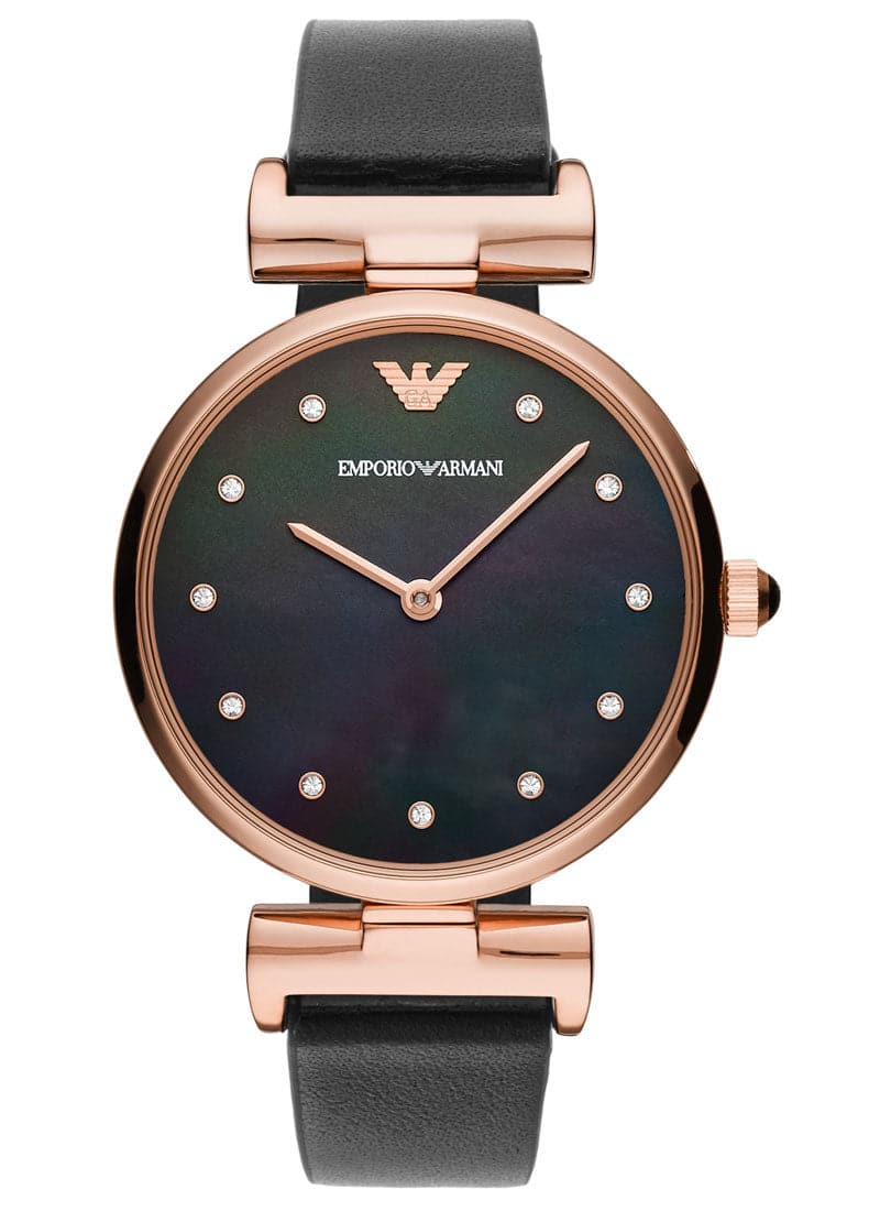 Emporio Armani Round Analog Black Dial Ladies Watch