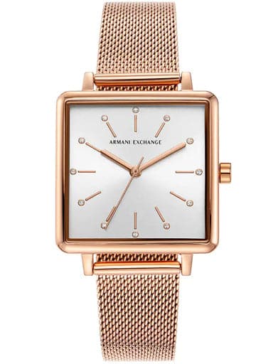 Armani Exchange Women'S Lola Square Silver Dial Stainless Steel Analogue Watch