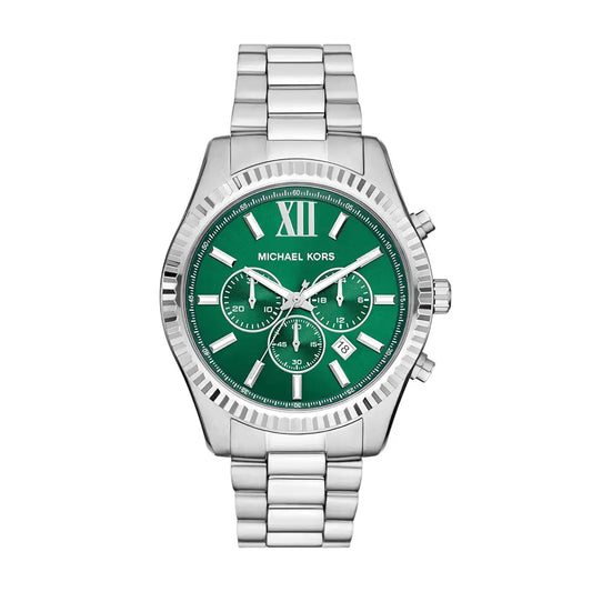 Michael Kors Analog Green Dial Men's Stainless Steel Watch-Mk9152, Band Color:Silver