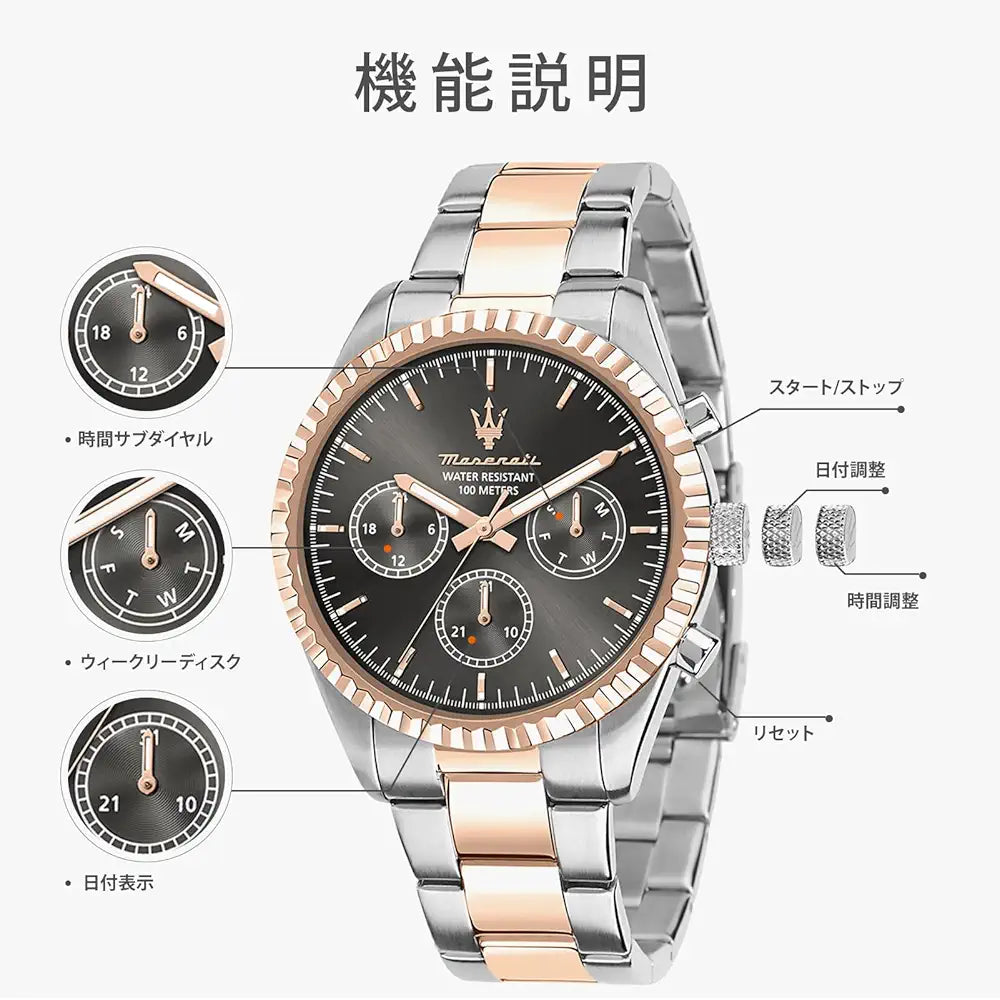 Maserati Competizione Day-Date Analog Black Dial Colormen Watch- R8853100020