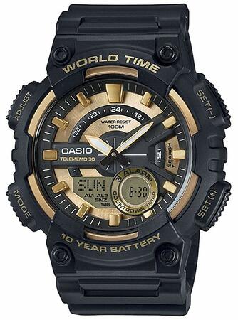 Casio Youth Series Telememo 30 World Time Alarm Mens Watch AEQ110BW-9A