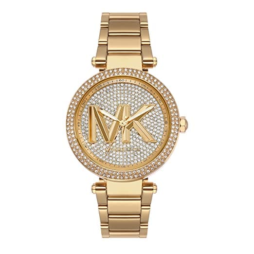 Michael Kors Womens 39 mm Parker Gold Dial Stainless Steel Analog Watch - MK7283I