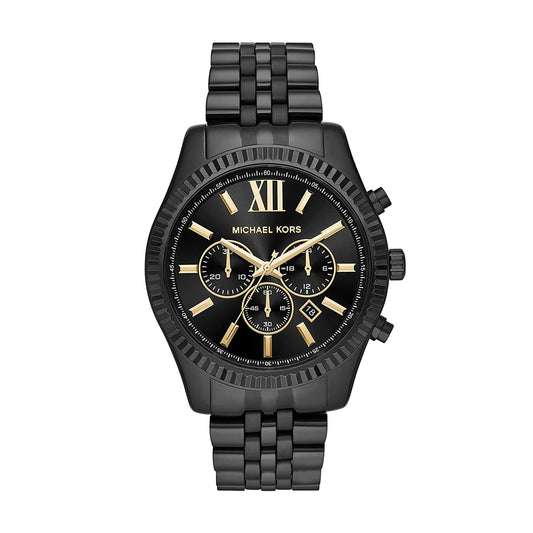 Michael Kors Mens Lexington Black Dial Stainless Steel Chronograph Watch - MK8603