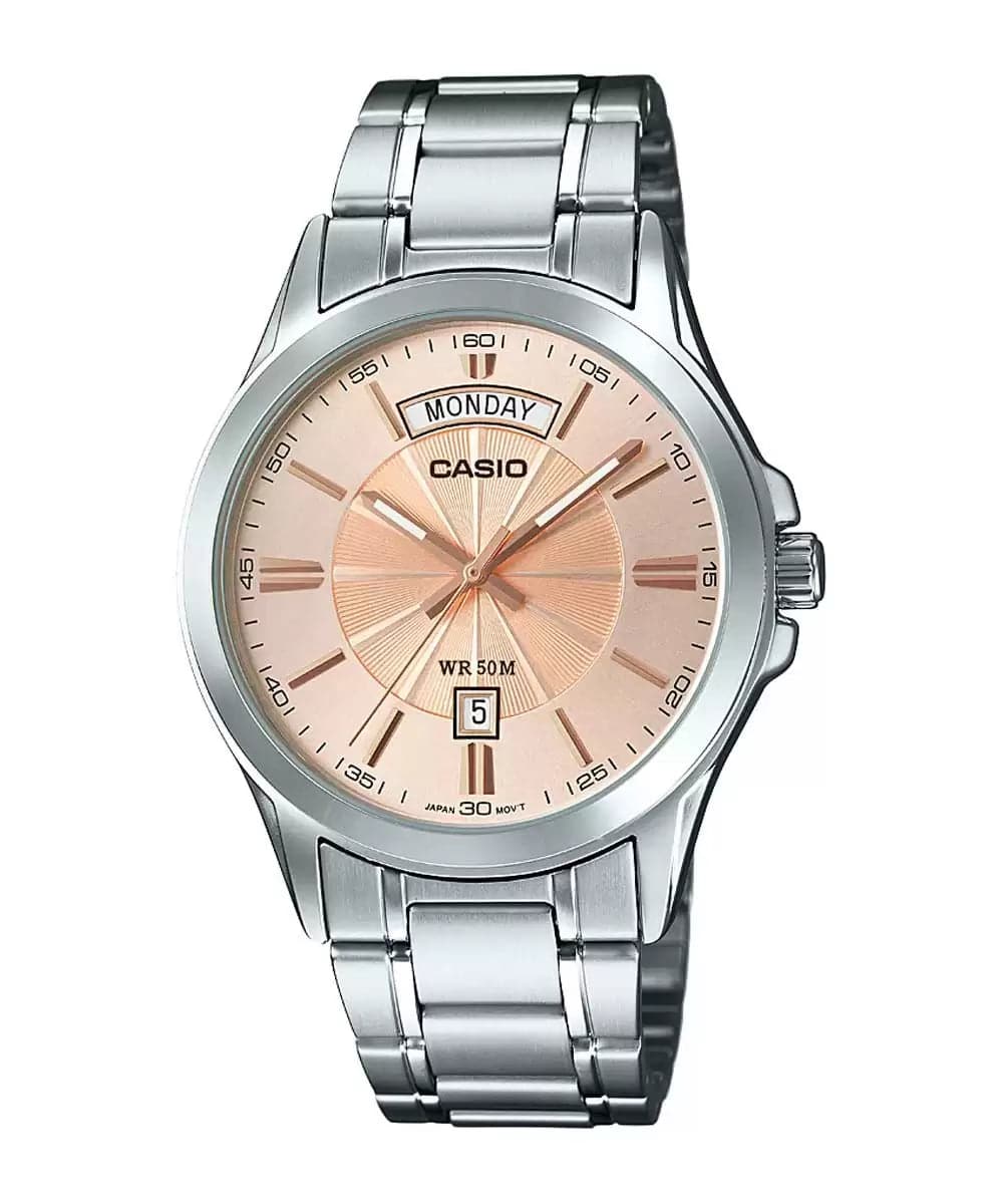 Casio Analog Rose Gold Dial Men'S Watch A1768