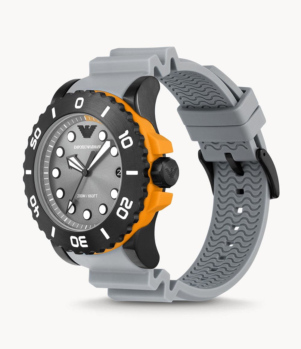 Emporio Armani Three-Hand Date Grey Polyurethane Watch AR11477I