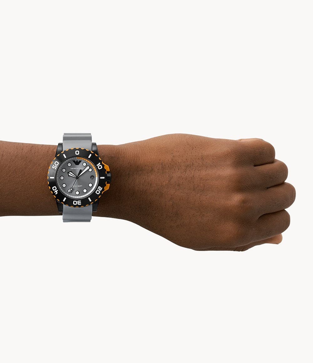 Emporio Armani Three-Hand Date Grey Polyurethane Watch AR11477I
