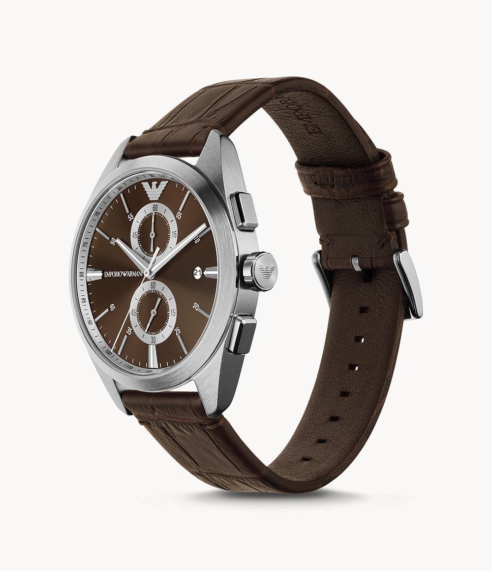 Emporio Armani Chronograph Brown Leather Watch AR11482