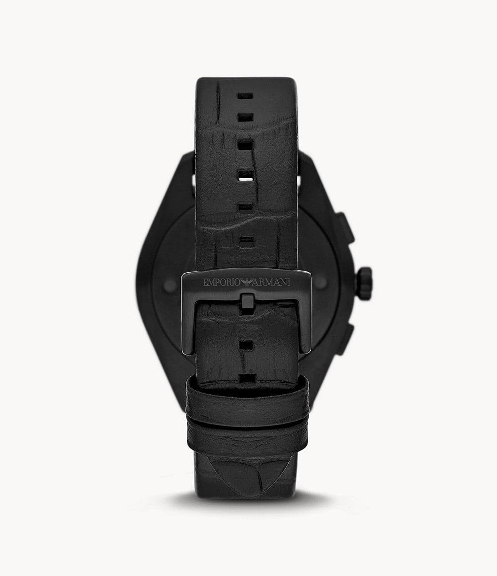 Emporio Armani Chronograph Black Leather Watch AR11483I
