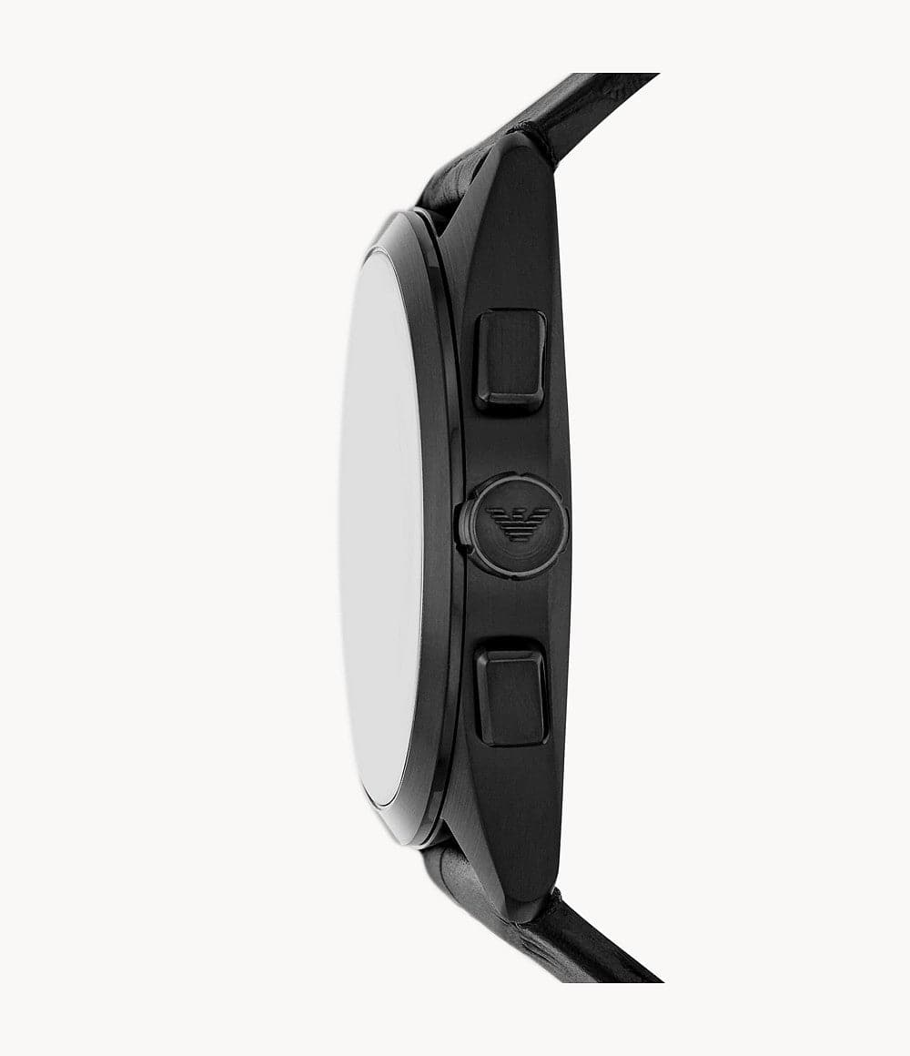 Emporio Armani Chronograph Black Leather Watch AR11483I