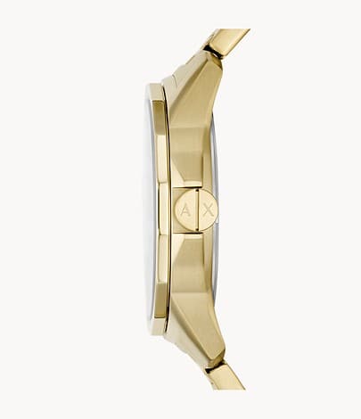 Armani Exchange Three-Hand Day-Date Gold-Tone Stainless Steel Watch AX1734I