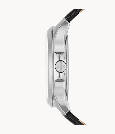 Armani Exchange Automatic Quartz Three-Hand Date Black Leather Watch AX2445I