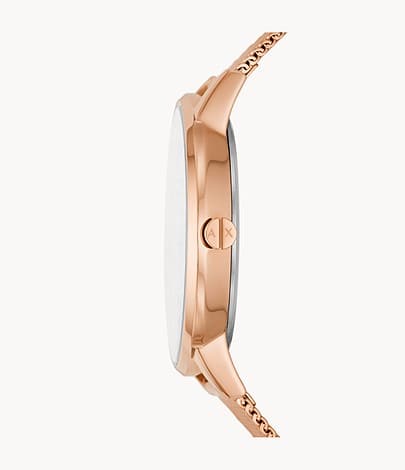 Armani Exchange Three-Hand Rose Gold-Tone Stainless Steel Mesh Watch AX5584I