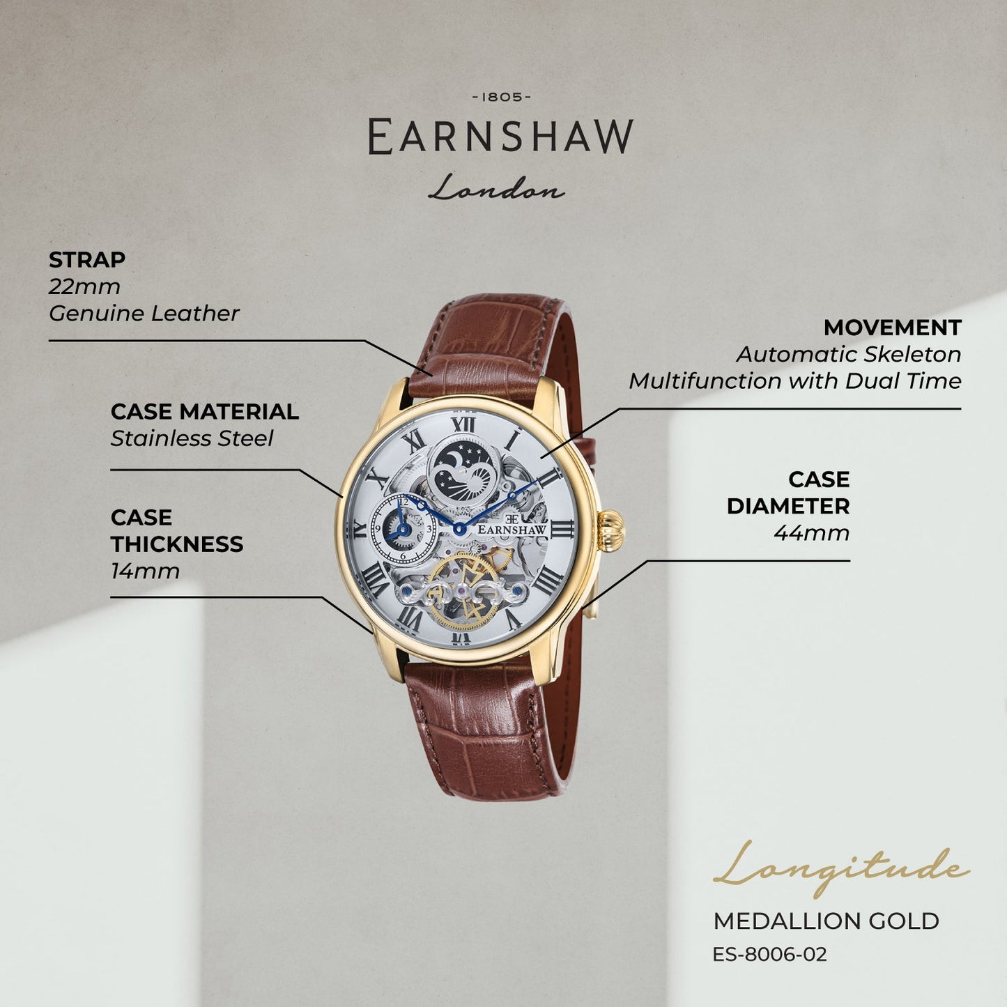 Longitude Dual Time Men's Watch - ES-8006-02