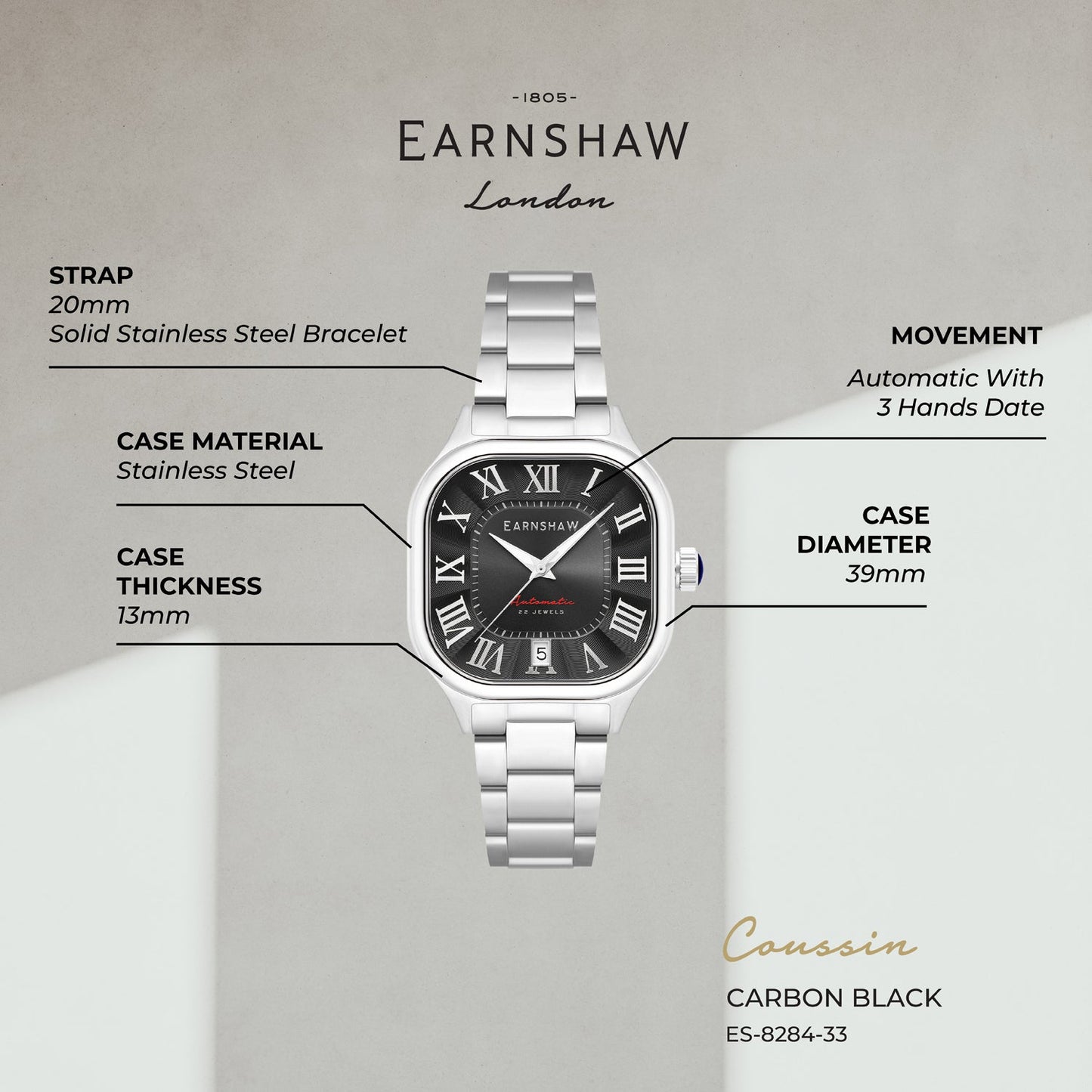 Coussin Automatic Men's Watch - ES-8284-33