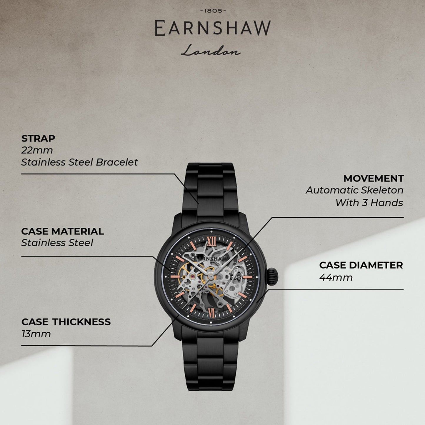 Cornwall Skeleton Automatic Men's Watch - ES-8290-77