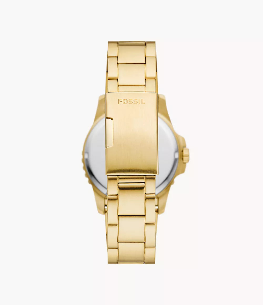 Fossil Blue Dive Three-Hand Date Gold-Tone Stainless Steel Watch