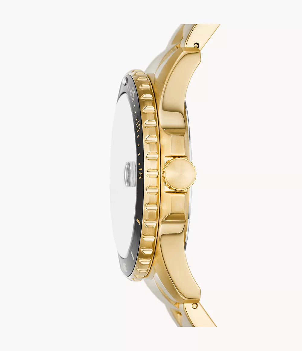 Fossil Blue Dive Three-Hand Date Gold-Tone Stainless Steel Watch