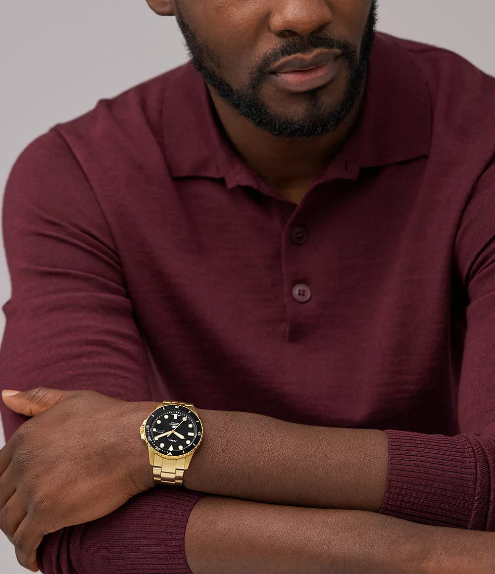 Fossil Blue Dive Three-Hand Date Gold-Tone Stainless Steel Watch