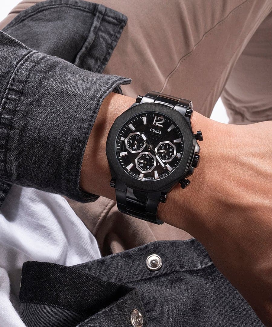 BLACK CASE BLACK STAINLESS STEEL WATCH