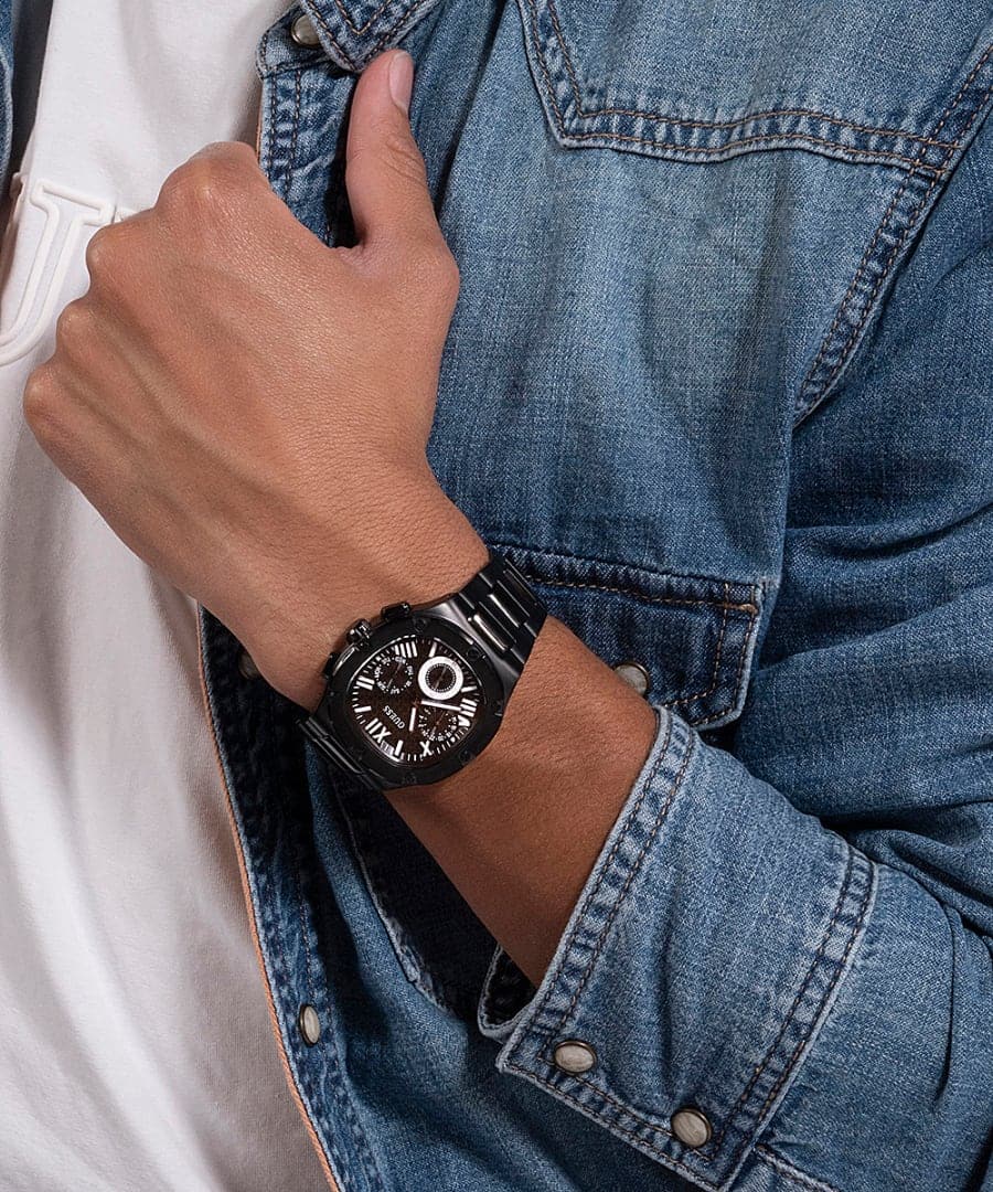 BLACK CASE BLACK STAINLESS STEEL WATCH