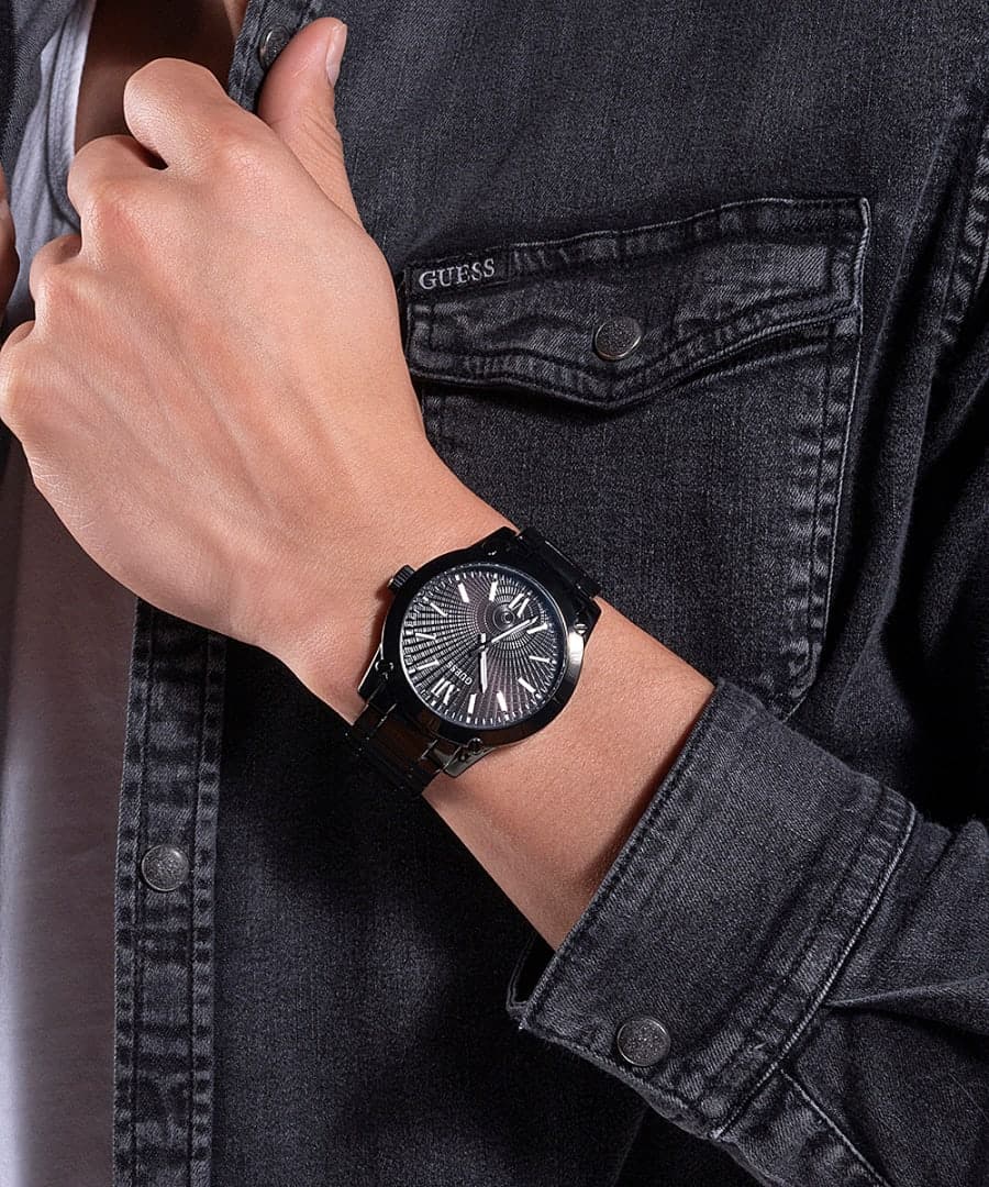 BLACK CASE BLACK STAINLESS STEEL WATCH